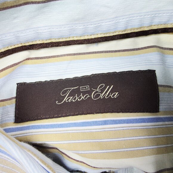 Tasso Elba Spa Size Small Mens Multi Stripe Long Sleeve Cotton Pocket Shirt - Picture 4 of 11